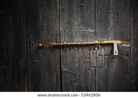 old wood door and iron locker
