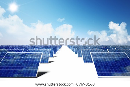 lots of solar panel and blue sky