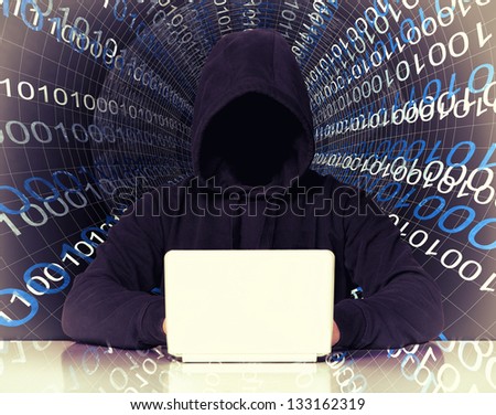 no face hacker and binary code