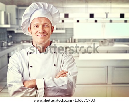 portrait of caucasian man with chef uniform