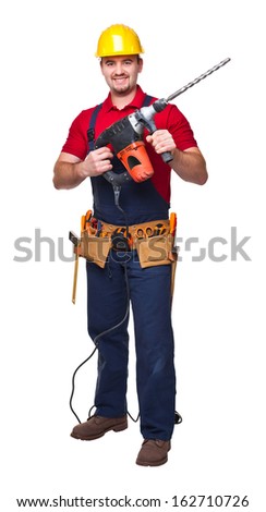 portrait of manual worker on white background