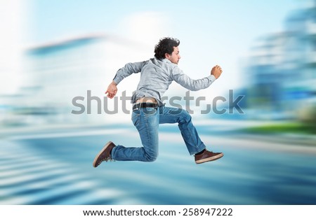 portrait of caucasian running man