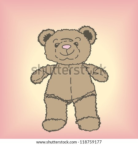 Drawing of Teddy bear with pink background