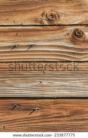 Vertical Shot / Old Distressed Wood Boards With Knots And Nails Background