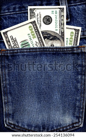 Close Up Shot Of Fake Hundred Dollar Bills In Jean Pocket/ Money In The Pocket