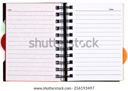 Horizontal Day Planner With Blank Pages Isolated On White