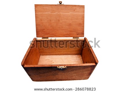 Empty wooden box with lid open/ Vintage Wooden Empty Box