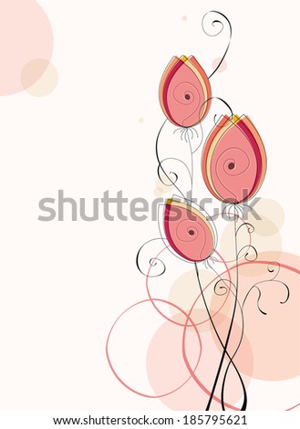 Abstract flowers. Tulips on retro background