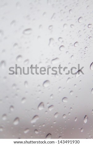 Veritable rain drops outside window of air plane