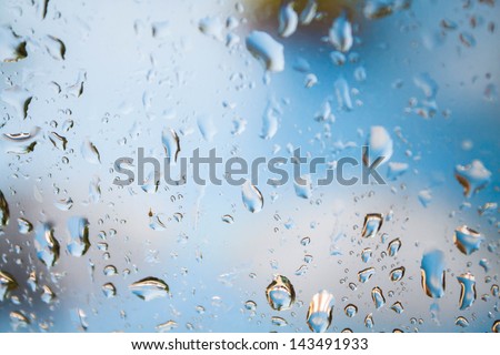 Behind the mirror of rain drops background
