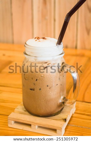 Glass of iced milk chocolate, stock photo