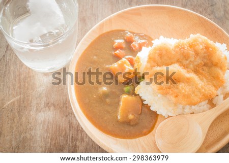 Curry rice with fried pork, stock photo