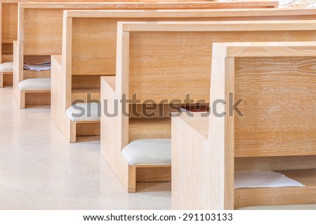 Modern church empty pews