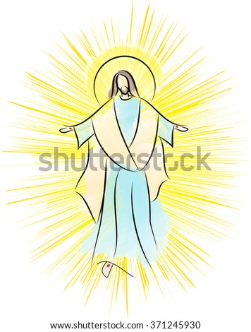 Risen Lord Jesus Christ, resurrection Easter color abstract vector illustration