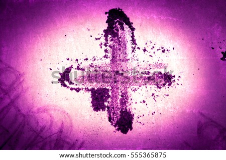 Cross made of ashes, Ash Wednesday, Lent season purple abstract background