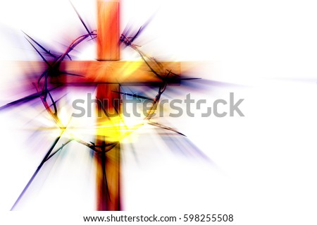 Wooden abstract cross with a crown of thorns on a white background. Lent,  Easter, Holy Week, Passion symbol, with copy space for text. - Stock Image  - Everypixel