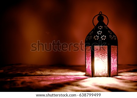 Eid lamp or lantern for Ramadan and other islamic muslim holidays, with copy space for text.