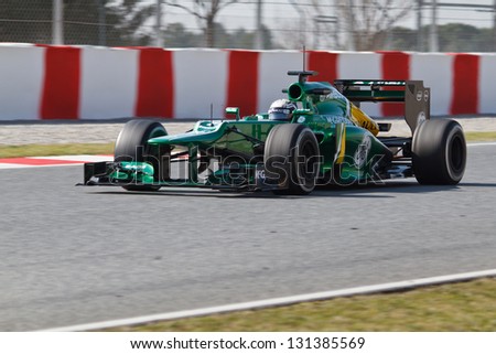 BARCELONA - MARCH 2: Giedo van der Garde of Caterham F1 team during Formula One Test Days at Catalunya circuit on March 2, 2013 in Barcelona, Spain.