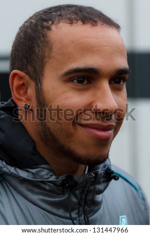 BARCELONA - FEBRUARY 28: Lewis Hamilton of Mercedes AMG F1 team at Formula One Test Days at Catalunya circuit on February 28, 2013 in Barcelona, Spain.