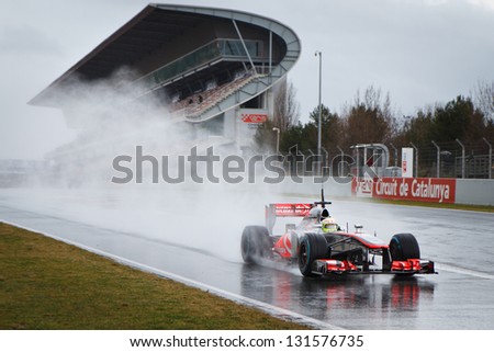 BARCELONA FEBRUARY 28 Sergio Perez of Vodafone McLaren Mercedes F1 team during Formula One Test Days at Catalunya circuit on February 28 2013 in Barcelona Spain BARCELONA FEBRUARY 28 Sergio Perez of Vodafone McLaren Mercedes F1 team during Formula One Test Days at Catalunya circuit on February 28 2013 in Barcelona Spain