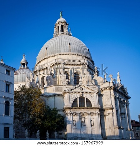 VENICE - SEPTEMBER 4: Santa Maria della Salute church on September 4, 2013 in Venice. Baroque style church was designed by Baldassare Longhena.