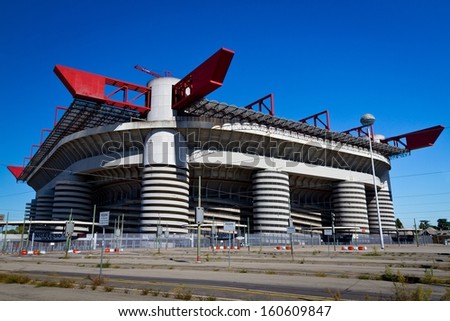 Milan, Italy - September 13: San Siro Football Stadium On September 13, 2013 In Milan. It Is The Home Of Two Teams A.C. Milan And F.C. Internazionale Milano.
