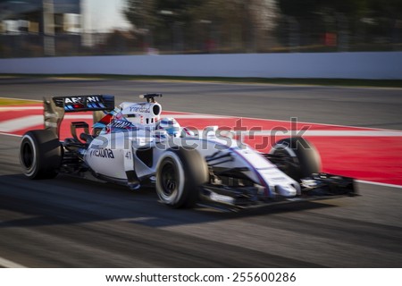 BARCELONA - FEBRUARY 19: Susie Wolff of Williams Martini Racing F1 team at Formula One Test Days at Catalunya circuit on February 19, 2015 in Barcelona, Spain.