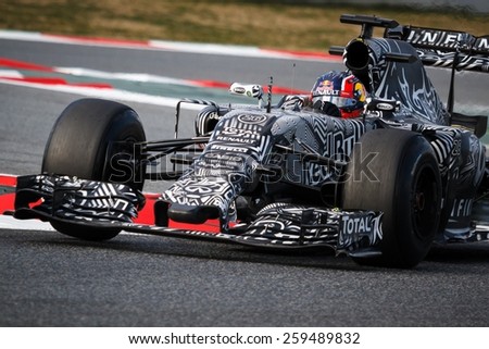 BARCELONA - FEBRUARY 26: Daniil Kvyat of Infiniti Red Bull Racing F1 team at Formula One Test Days at Catalunya circuit on February 26, 2015 in Barcelona, Spain.