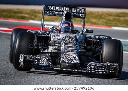 BARCELONA - FEBRUARY 22: Daniil Kvyat of Infiniti Red Bull Racing F1 team at Formula One Test Days at Catalunya circuit on February 22, 2015 in Barcelona, Spain.