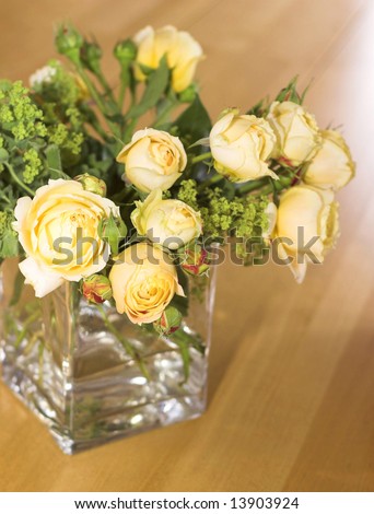 bunch of roses in a vase