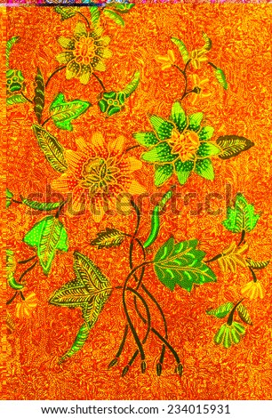 Batik design in Thailand for traditional clothes. Colorful red tone background and flower style. For creator design illustrator.