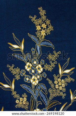 Batik design in Thailand for traditional clothes. Colorful black tone background and leaf style. For creator design illustrator.