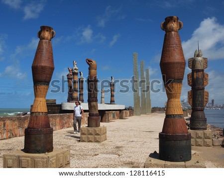 RECIFE, BRAZIL - JULY 07: The sculpture park in Recife on July 07, 2012. The sculpture park is opened to public, is one of the free off charge attraction of the city.