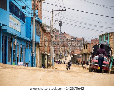 BOGOTA, COLOMBIA - MARCH 23: Ciudad Bolivar in the capital of Colombia on March 23, 2012. Ciudad BolÃ?Â­var is the 19th locality in the Capital District of BogotÃ?Â¡ and is known as one of the poorests.