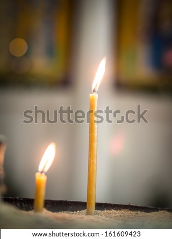 Beeswax candles in Bagrati church, Georgia.