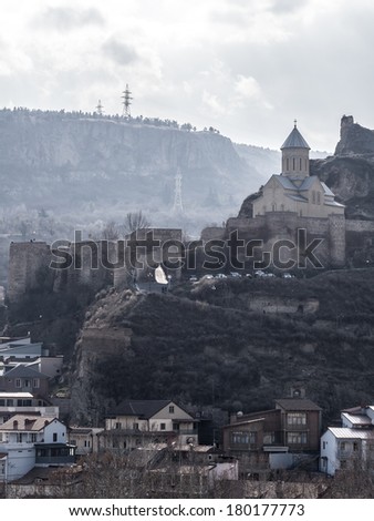 TBILISI, GEORGIA - MARCH 01, 2014: The old town of Tbilisi, the capital of Georgia. The old town is a major tourist attraction.