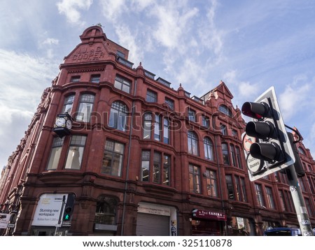 MANCHESTER, UNITED KINGDOM - JUNE 18, 2015: Typical architecture in the center of Manchester, United Kingdom.