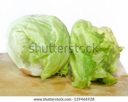 iceberg lettuce on wooden