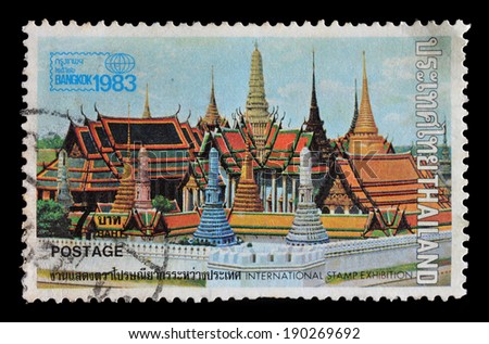 THAILAND - CIRCA 1983 : A stamp printed in Thailand shows Wat Phra Kaew (Temple), circa 1983