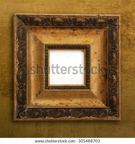 vintage gold picture wood retro frame gold wall