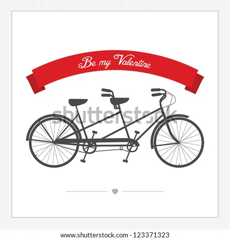 Valentine's Day postcard with vintage tandem bicycle Valentine's Day postcard with vintage tandem bicycle