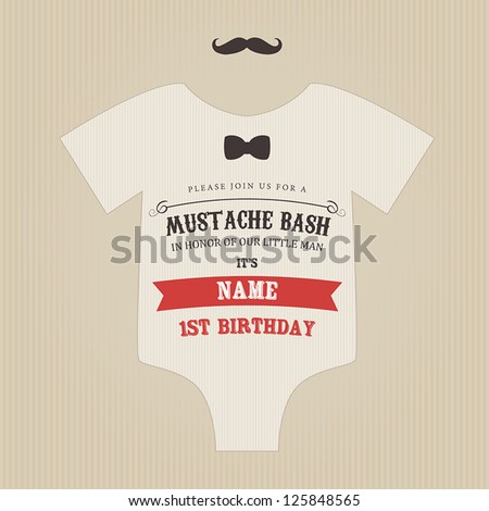 Funny vintage baby birthday mustache bash invitation Funny vintage baby birthday mustache bash invitation