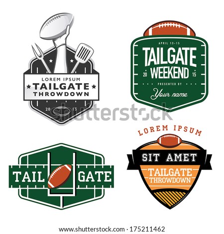 Set of American football tailgate party labels, badges and design elements