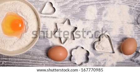 ingredients and molds for baking cookies