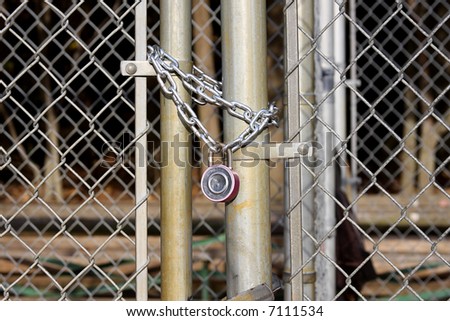 Chain gate securely locked with chains and a padlock
