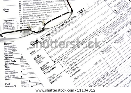 Close-up of a Federal Tax Return Form