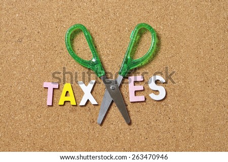Scissors And The Alphabet TAXES on Board Background
