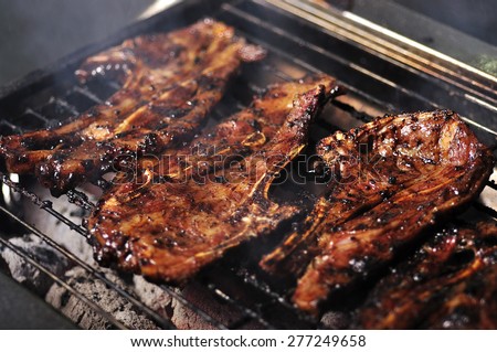 Lamb Chops On Grill, Selective Focus
