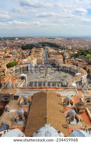 Panorama of Vatican and Rome. Skyline aerial view