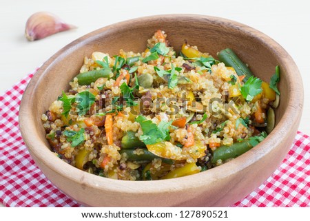 Vegetarian stir-fry with vegetables and quinoa